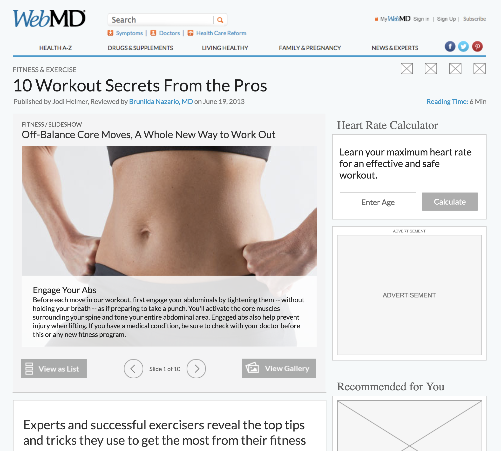 WebMD screenshot wireframes