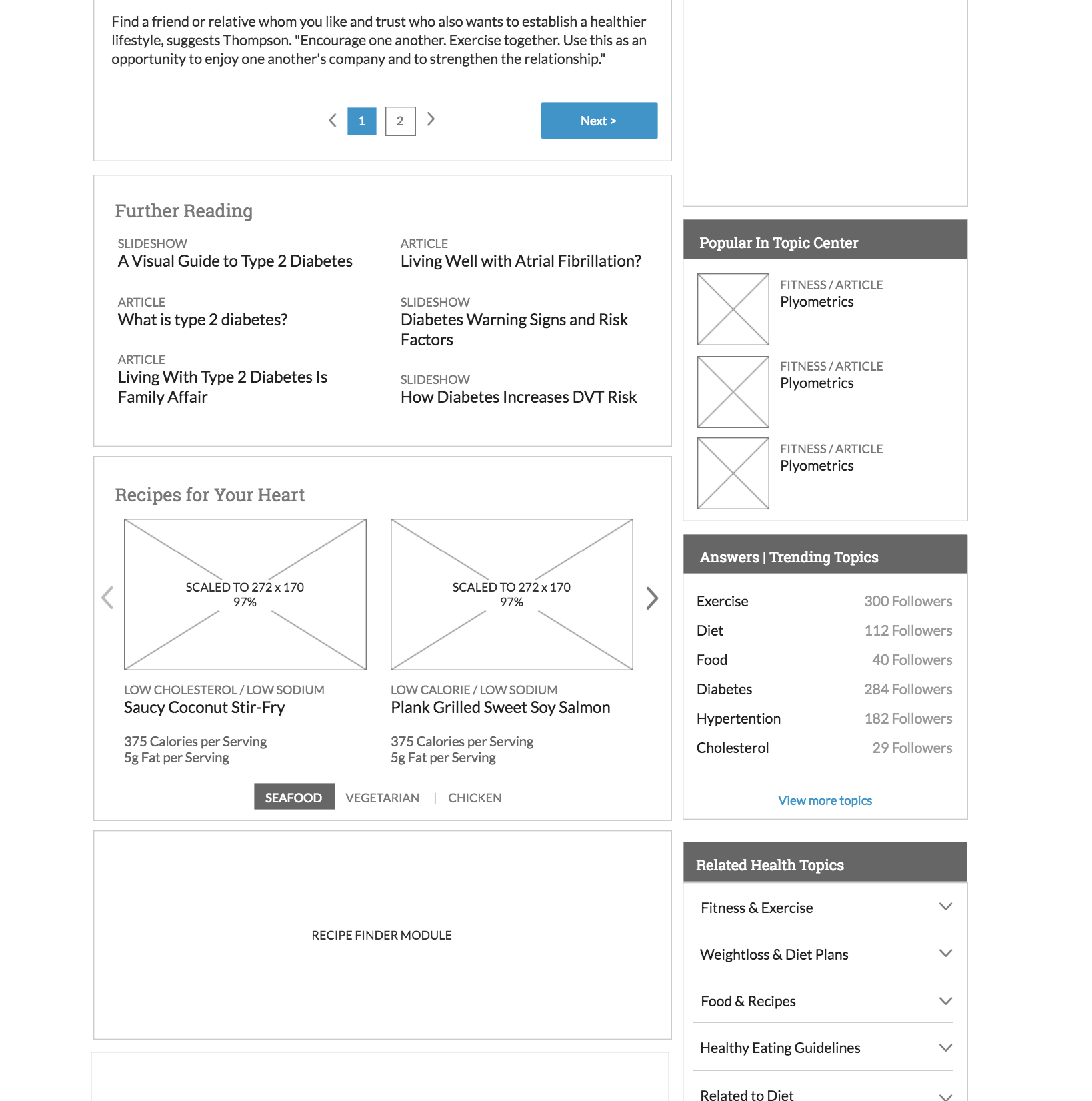 Article wireframe, bottom of page