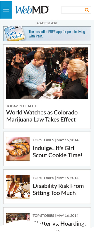 Mobile homepage variant 1